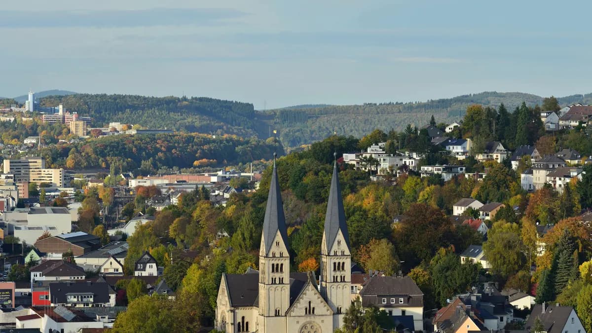 Stadtansicht von Siegen mit der Nikolaikirche